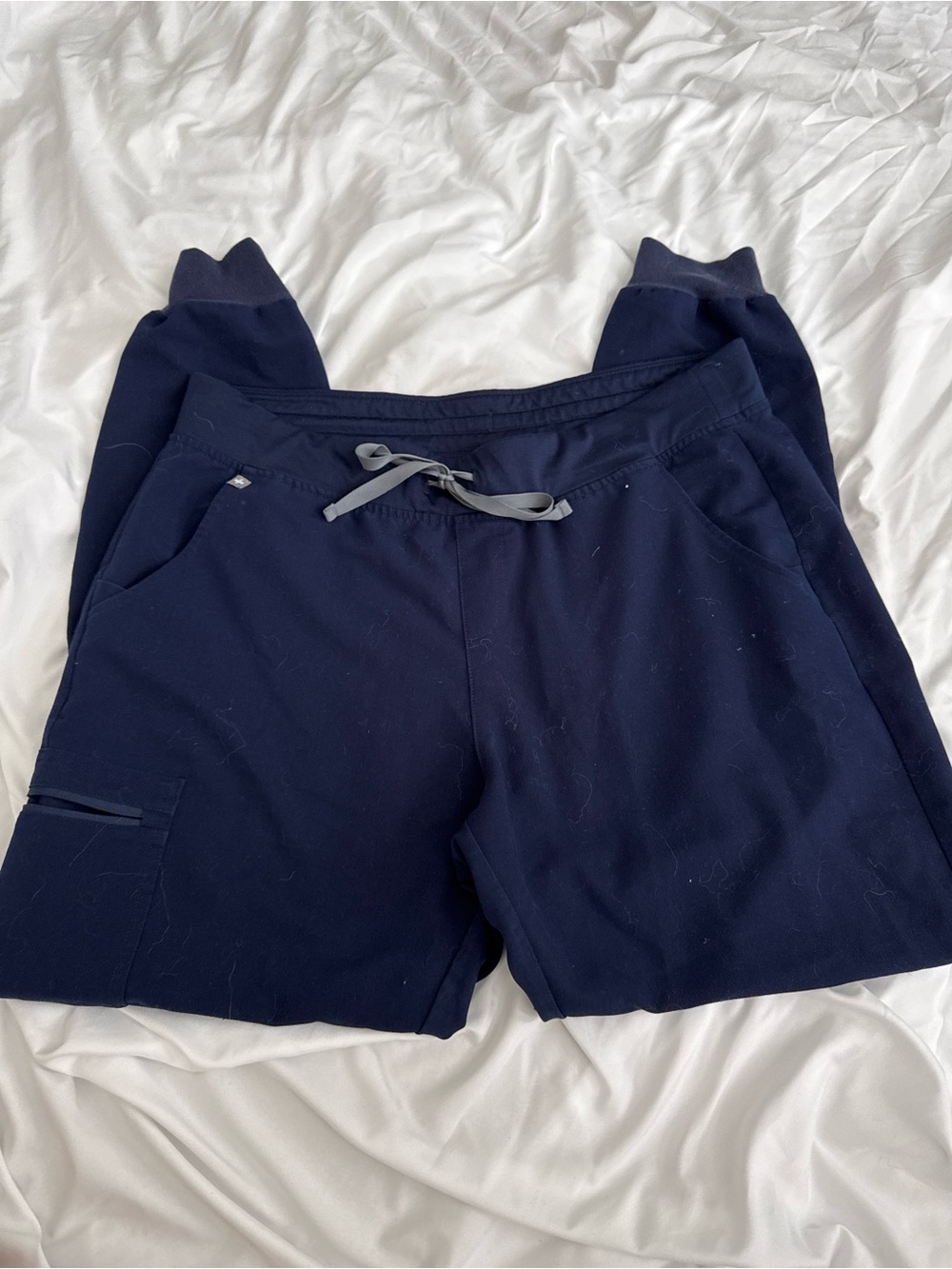 Figs Navy Drawstring Joggers with Zip Pocket